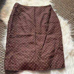 2 Friends Brown White Polka Dot Pencil Skirt Size 8